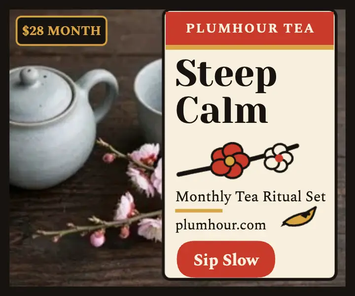 Plumhour monthly tea ritual ad: tea self-care set ad template