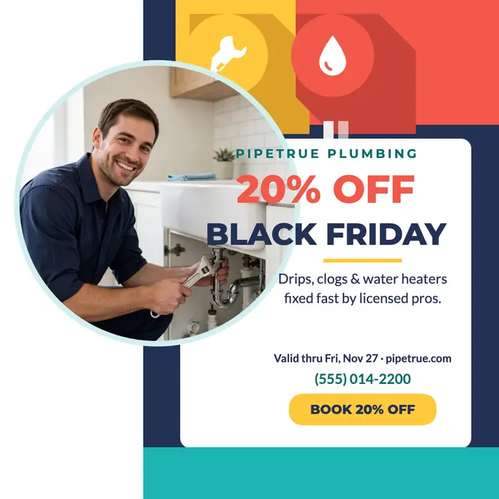 Pipetrue Plumbing Black Friday post: plumber black friday post template
