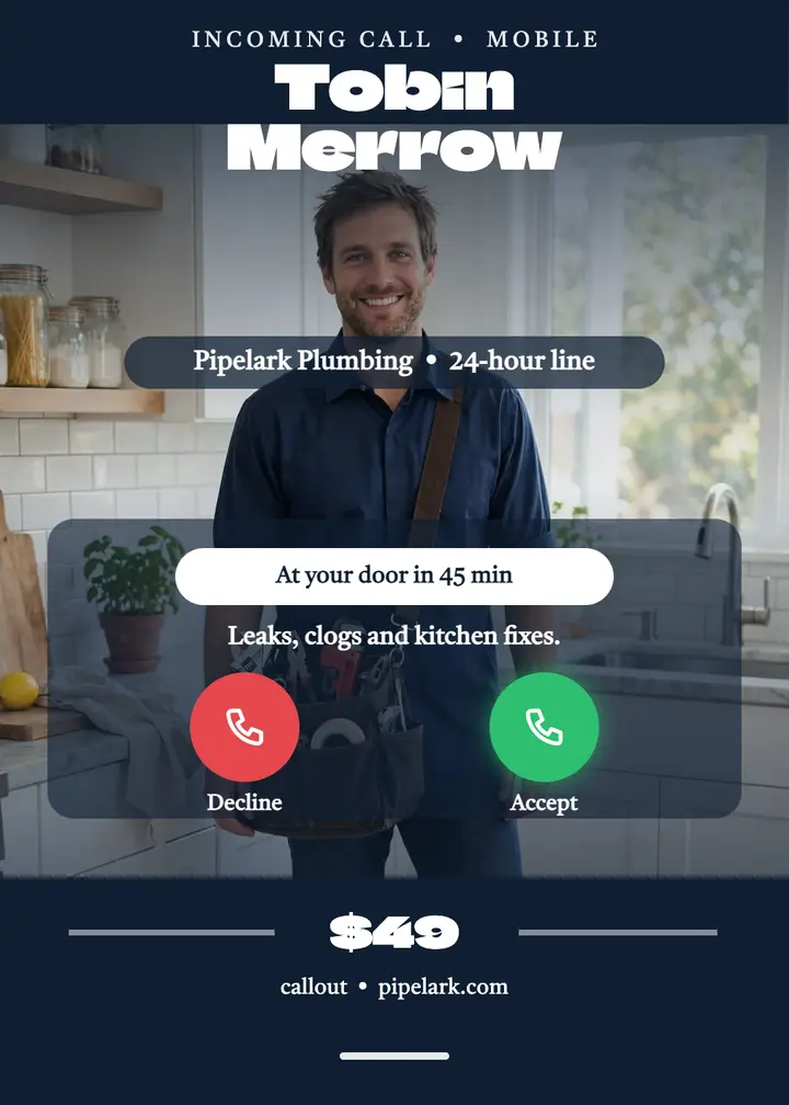 Tobin Merrow plumber calling invitation template