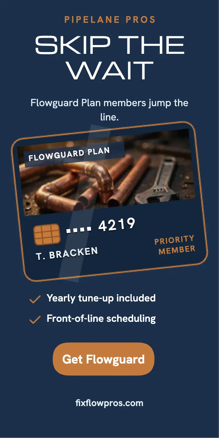 Pipelane Pros Flowguard care card ad: plumber membership ad template