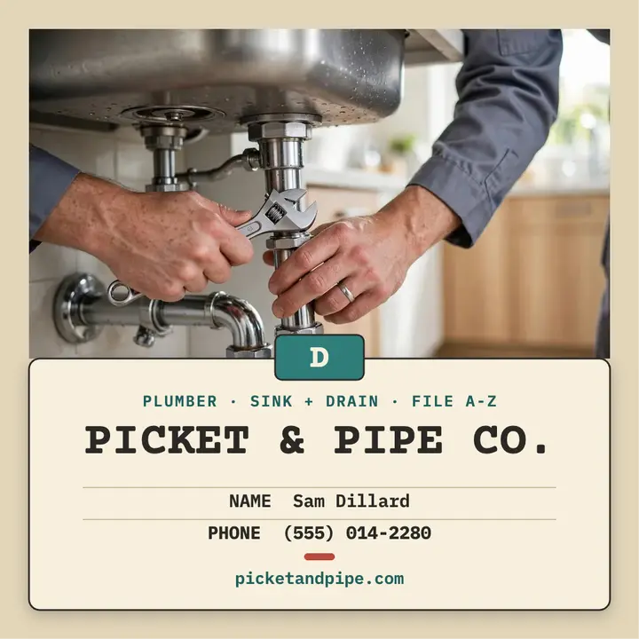 Picket and Pipe plumber contact card template