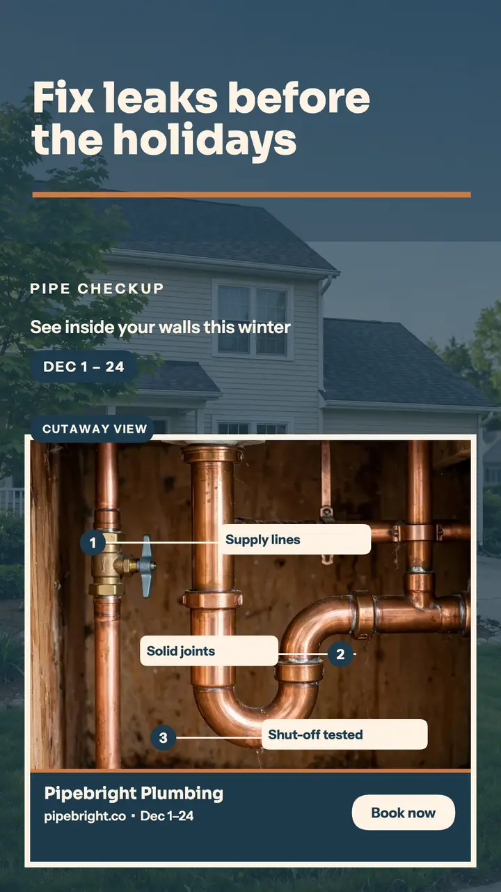 Pipebright winter pipe check cutaway story template