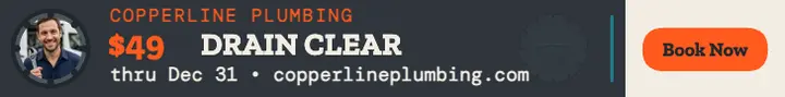 Copperline drain clear leaderboard ad: plumber ad template