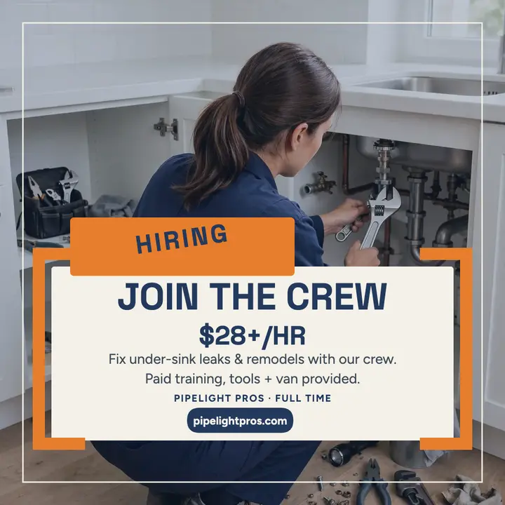 Pipelight Pros plumber hiring post: plumber hiring post template