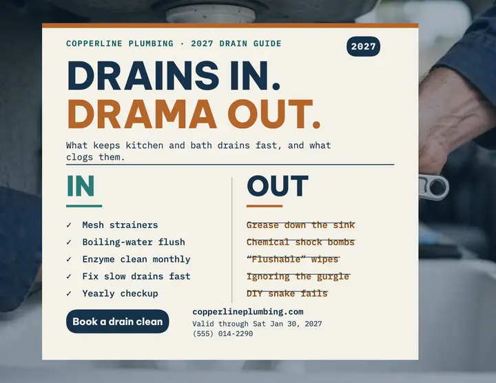 Copperline drain ins and outs flyer template