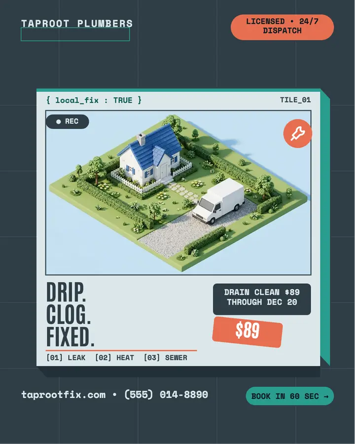 Taproot Plumbers isometric promo post template