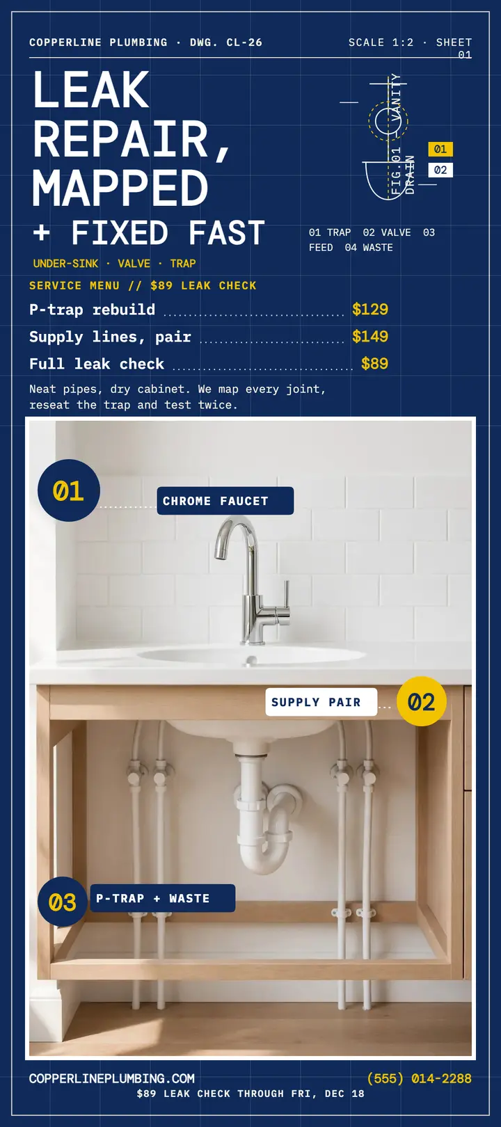 Copperline leak repair rack card template
