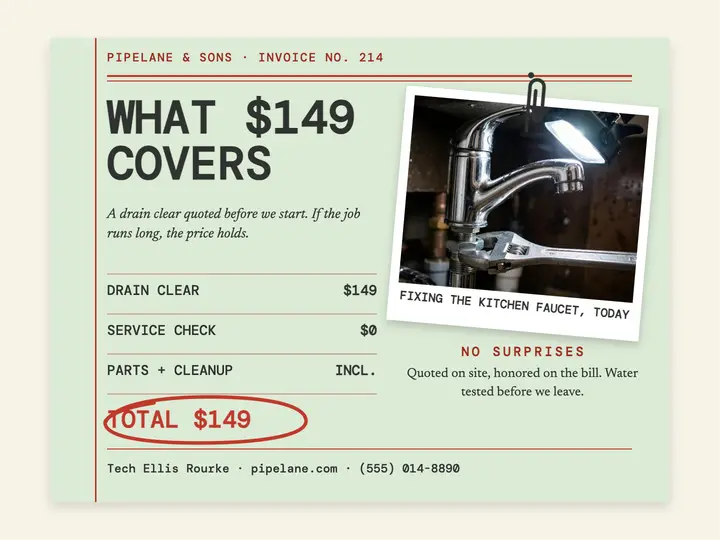 Pipelane drain clear ledger slide template