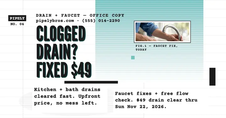 Pipely Bros drain and faucet low-ink post template