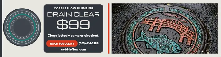 Cobbleflow drain clear billboard, manhole template