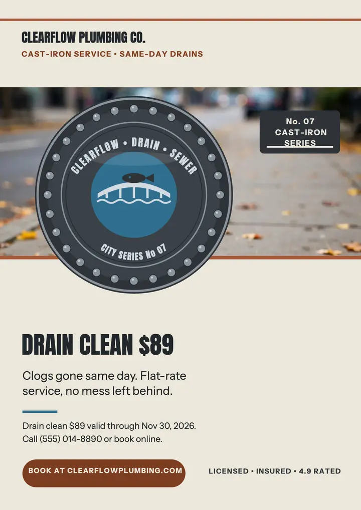 Clearflow drain clean manhole card flyer template