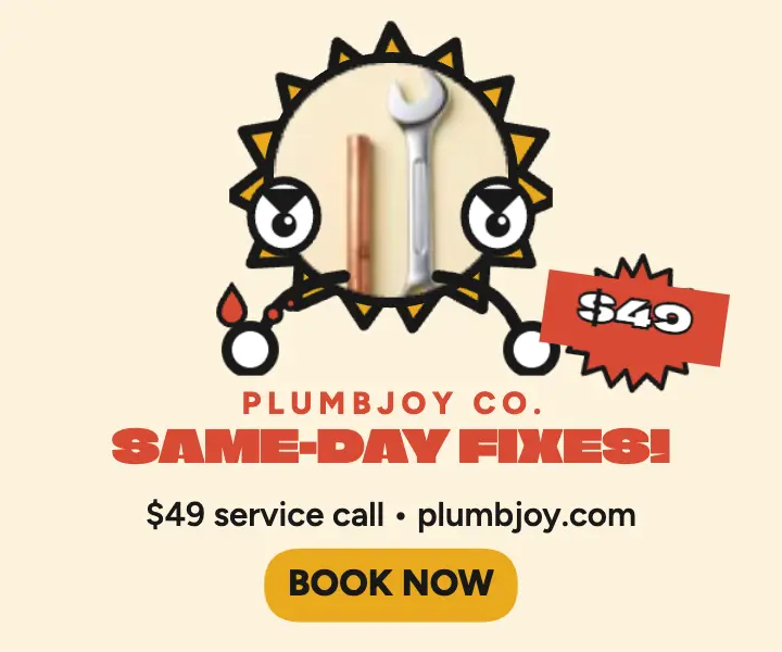 Plumbjoy same-day plumber mascot ad template