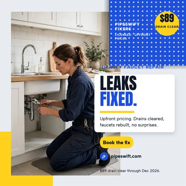 Pipeswift drain and faucet fix promo template