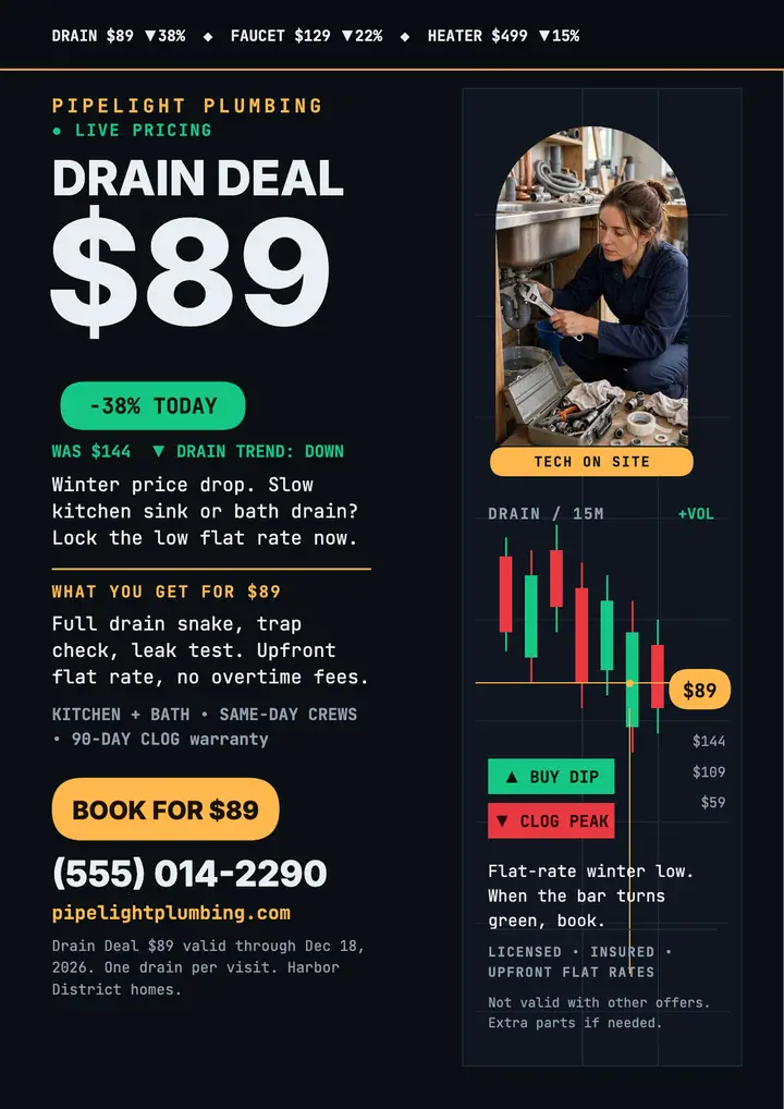 Pipelight winter drain deal terminal flyer template