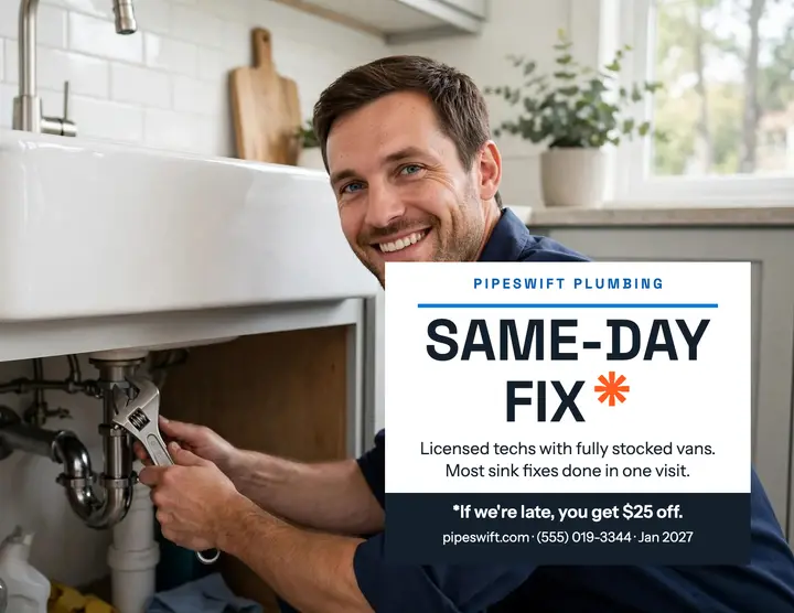 Pipeswift same-day fix plumber flyer template