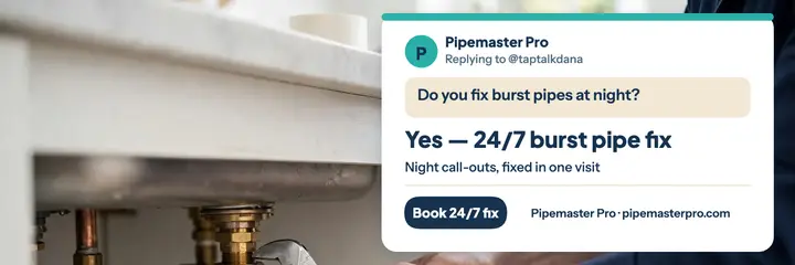 Pipemaster Pro burst pipe reply header: plumber faq header template