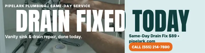 Pipelark Same-Day Drain Fix billboard: plumber billboard template