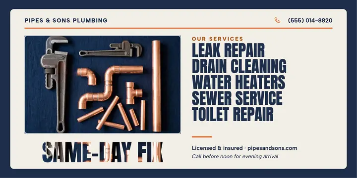 Pipes and Sons plumber services text-screen post template