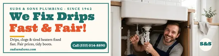 Suds and Sons We Fix Drips billboard template