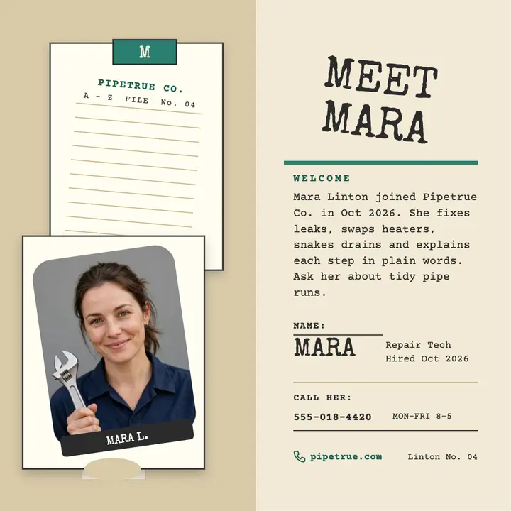 Pipetrue plumber team rotary card template