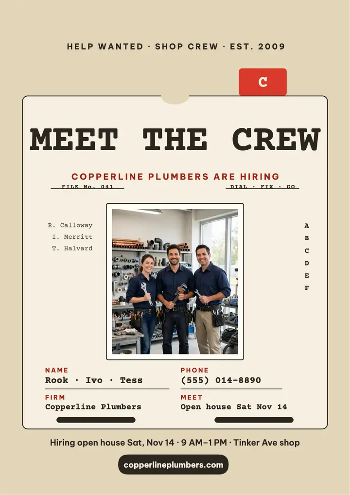 Copperline Plumbers meet the crew rotary flyer template