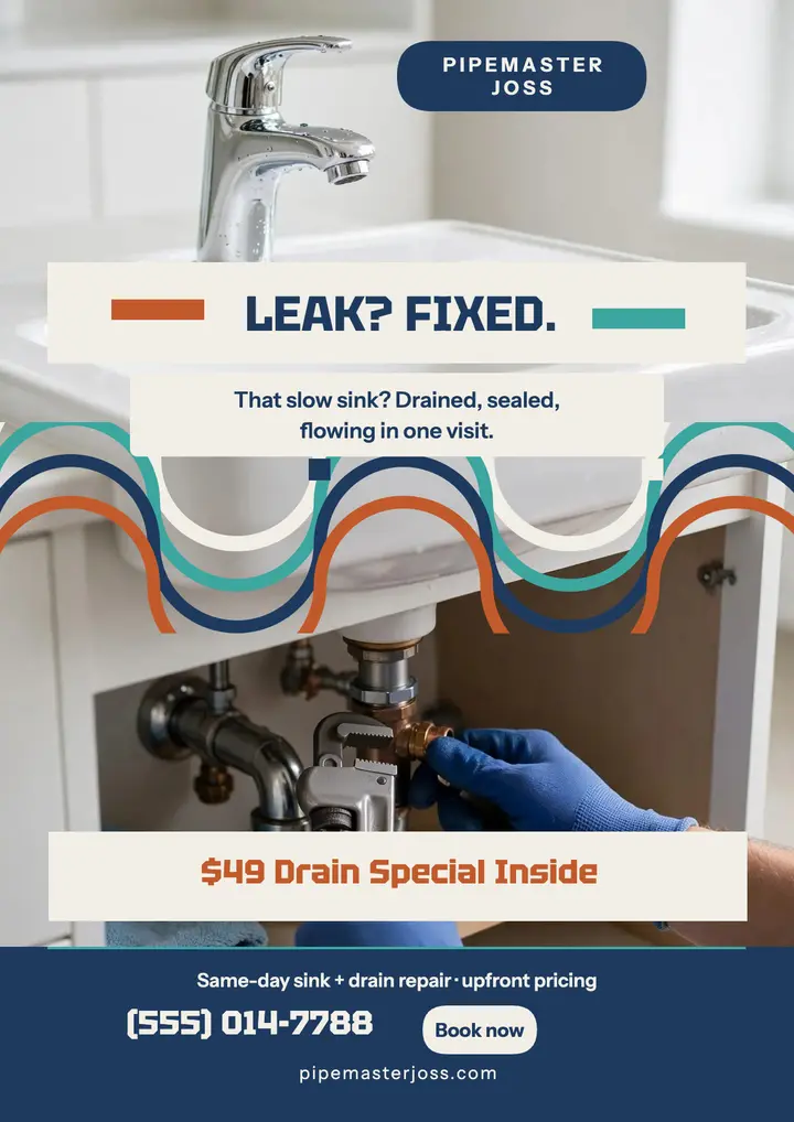 Pipemaster Joss sink fix flyer template