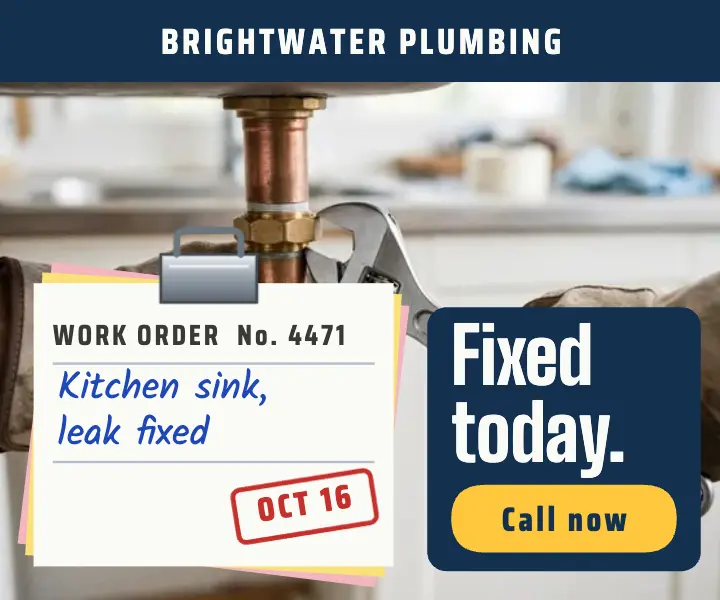 Brightwater Plumbing work docket ad template