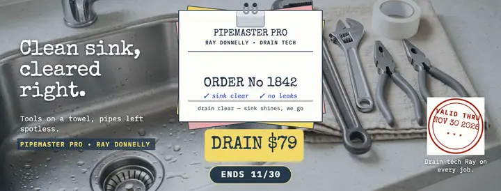 Pipemaster Pro drain docket cover: plumber promo facebook cover template