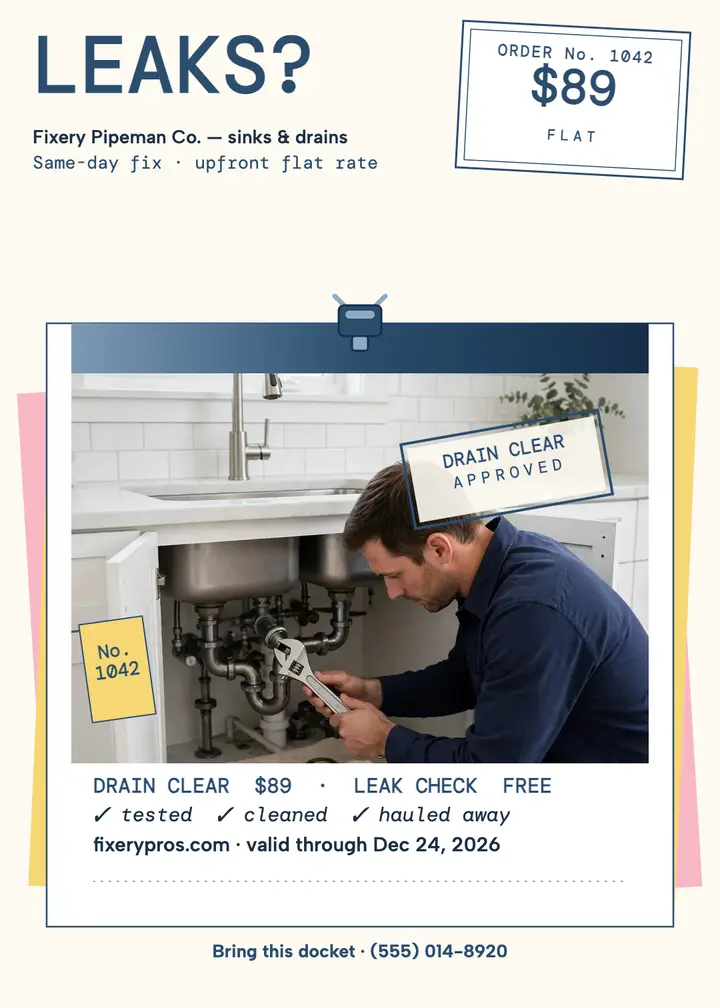Fixery sink repair docket invitation template