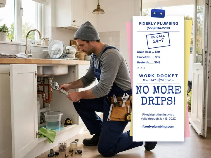 Fixerly Plumbing work docket slide template
