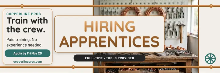 Copperline Pros apprentice hiring header template