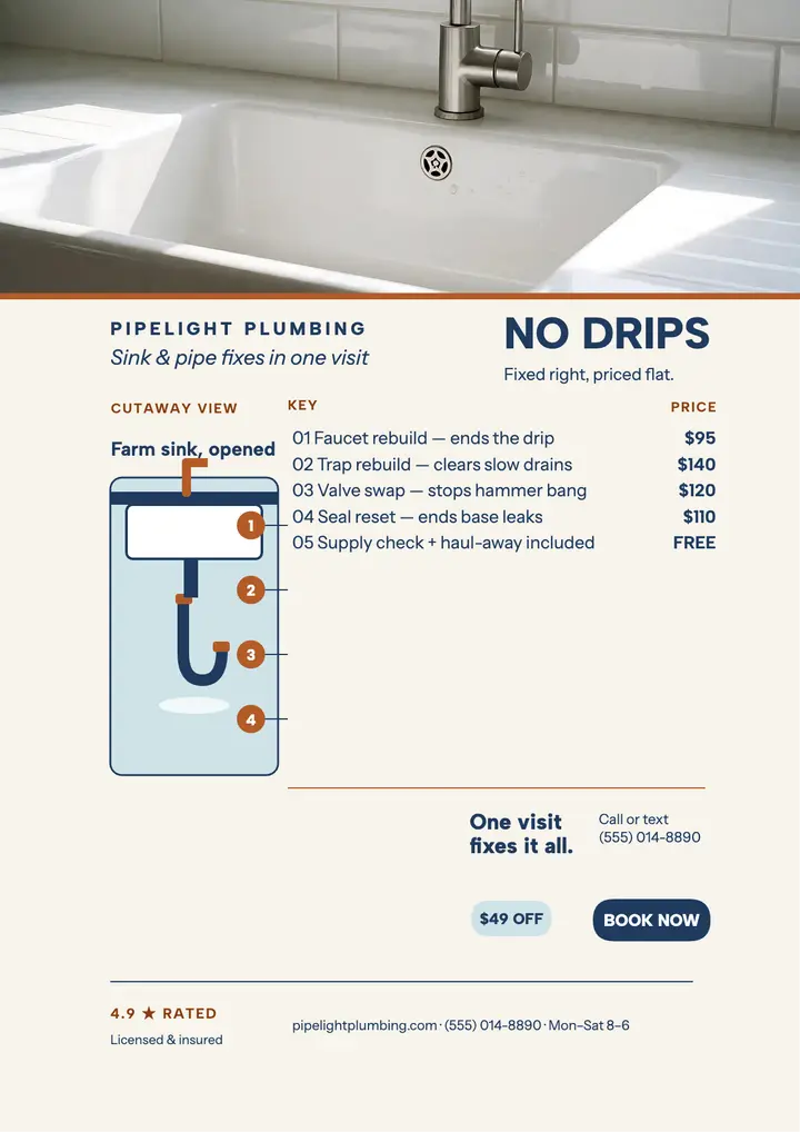 Pipelight sink cutaway flyer template