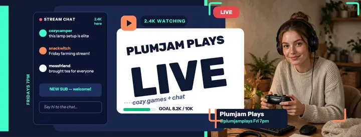 Plumjam Plays cozy stream cover template