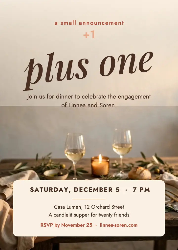 Plus one engagement dinner invitation: engagement dinner invitation template