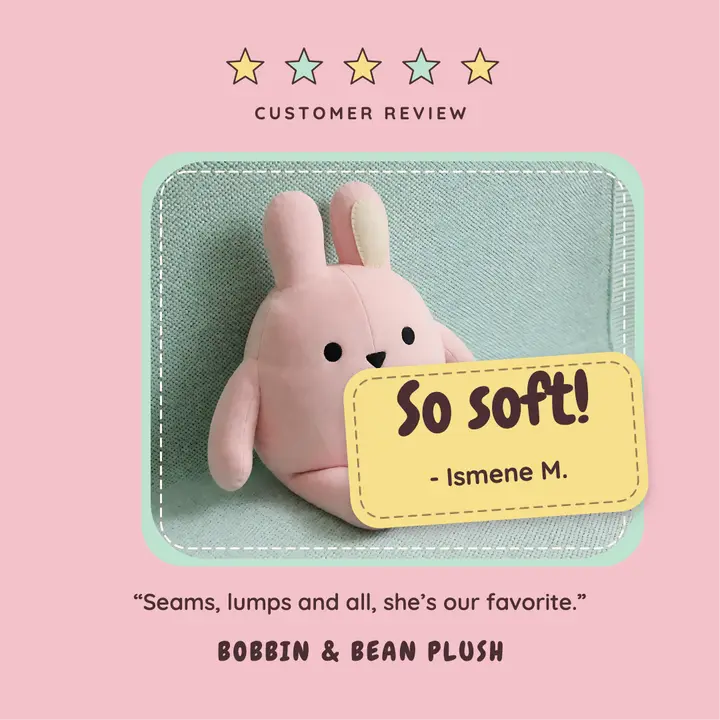 Bobbin & Bean Plush customer review post: plush toy review post template