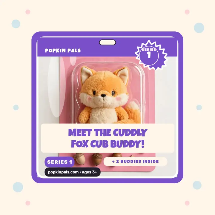 Popkin Pals fox cub collectible pack template