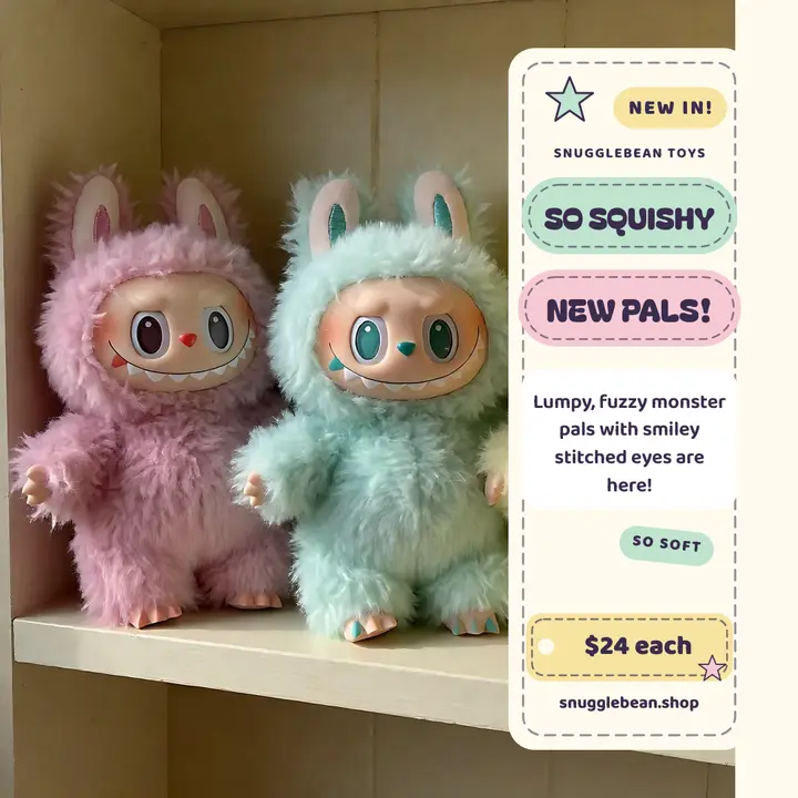 Snugglebean plush monsters shelf post template