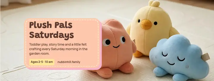 Plush Pals Saturdays toddler Facebook cover template