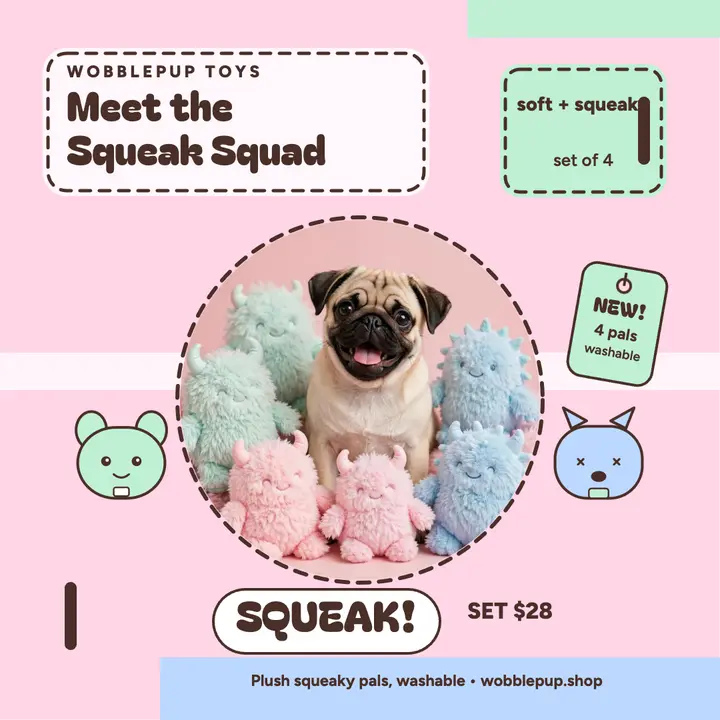 Wobblepup Squeak Squad plush toys template