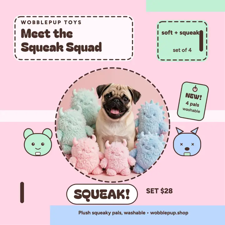 Wobblepup Squeak Squad plush toys template