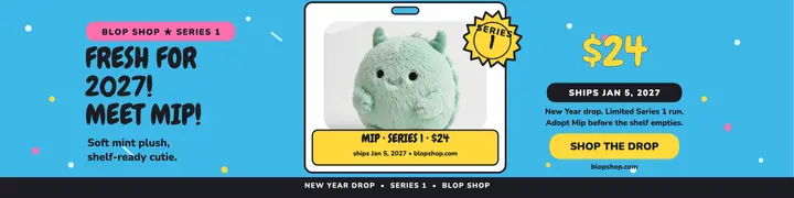 Blop Shop New Year Mip plush drop banner: plush drop etsy banner template