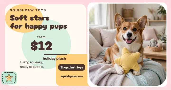 Squishpaw star plush pet toy post template