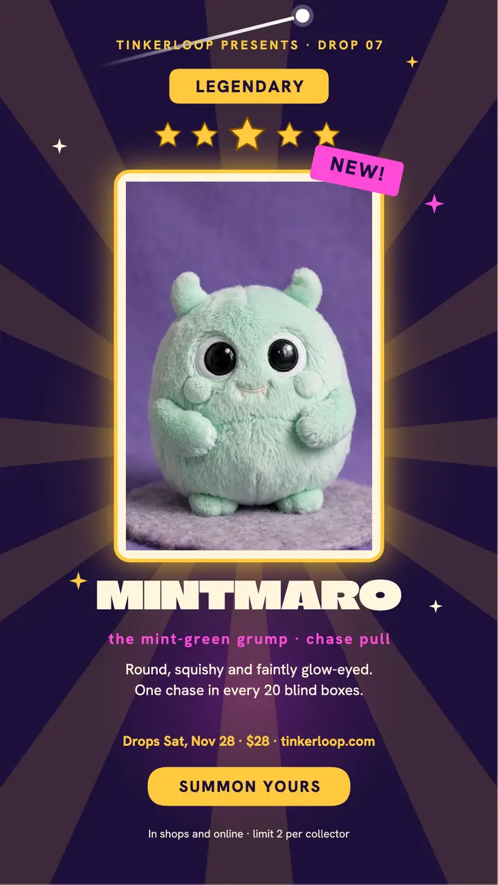 Mintmaro legendary plush summon story: plush drop launch story template