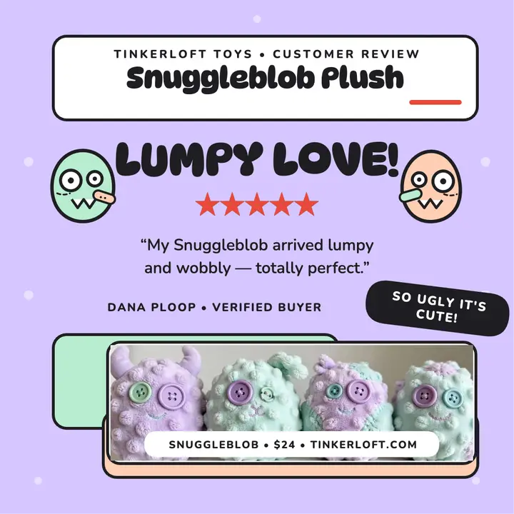Snuggleblob plush review, Tinkerloft template