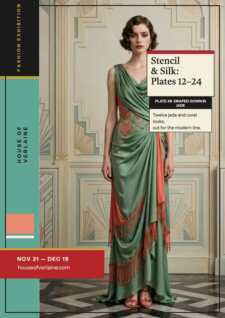 Stencil and Silk pochoir exhibit flyer template