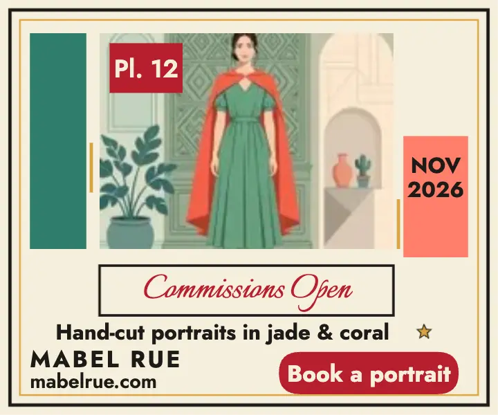Mabel Rue pochoir commission ad template