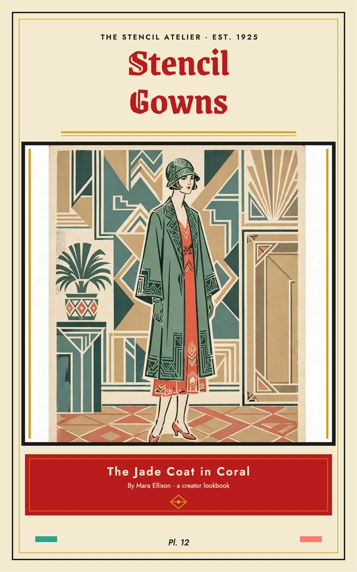 Stencil Gowns pochoir lookbook cover template