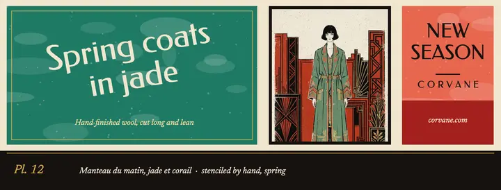 Corvane spring coats plate cover template