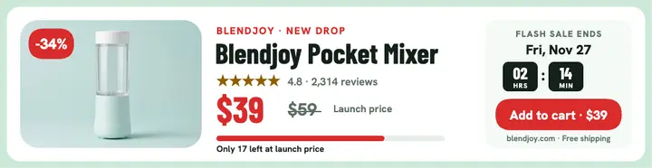 Blendjoy pocket blender flash launch billboard template