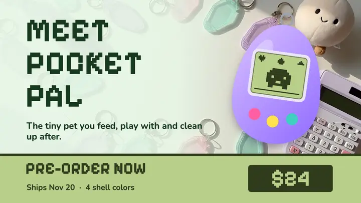 Pocket Pal virtual pet launch thumbnail template